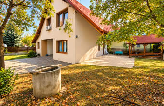Autumn Courtyard with Gazebo and Well